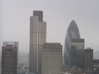 Tower 42 and 30 St. Mary Axe, the Gherkin, seen from St. Paul&rsquo;s Cathedral